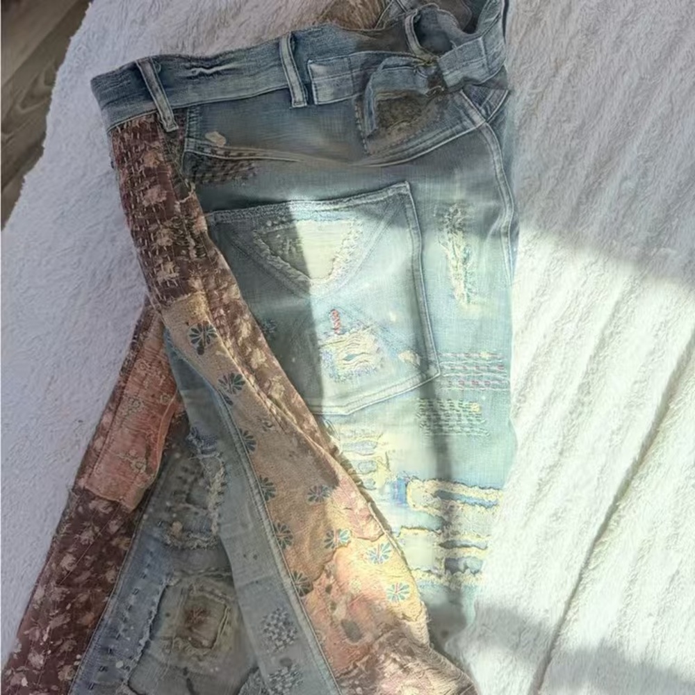 Artistic Patchwork Jeans - image 2